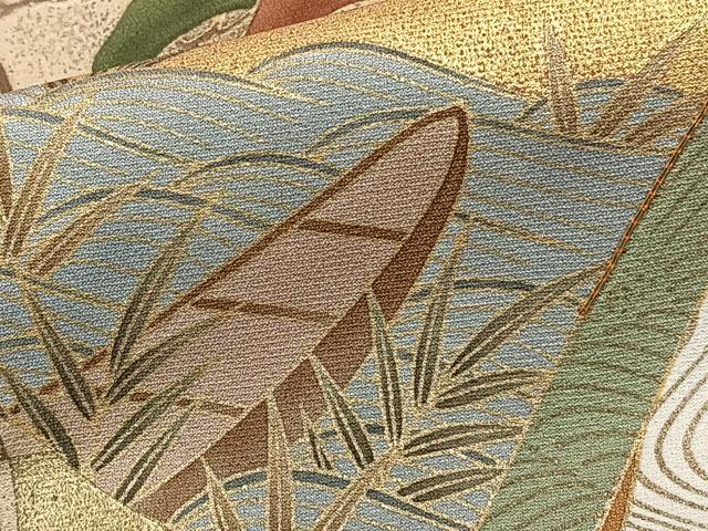 平和屋着物■豪華色留袖　駒刺繍　立波飛鶴松梅文　金彩　正絹　逸品　CABE9847xi
