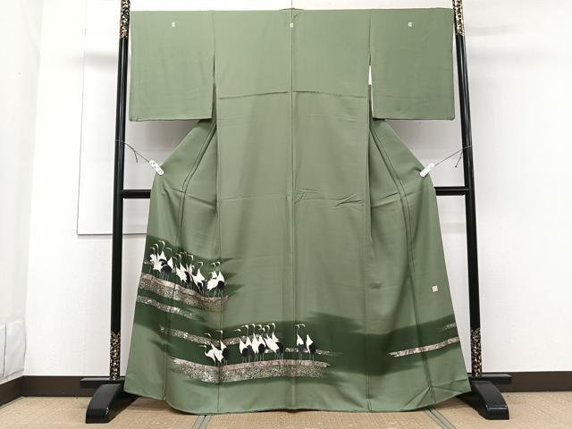 平和屋着物■豪華色留袖　作家物　鶴文　金彩　正絹　逸品　CABE9850xi