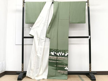 平和屋着物■豪華色留袖　作家物　鶴文　金彩　正絹　逸品　CABE9850xi