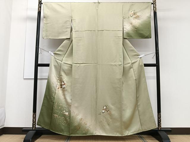 平和屋着物■訪問着　扇子草花文　金彩　正絹　逸品　CABE9855xi