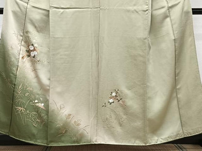 平和屋着物■訪問着　扇子草花文　金彩　正絹　逸品　CABE9855xi