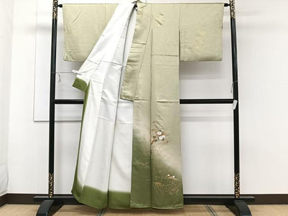 平和屋着物■訪問着　扇子草花文　金彩　正絹　逸品　CABE9855xi