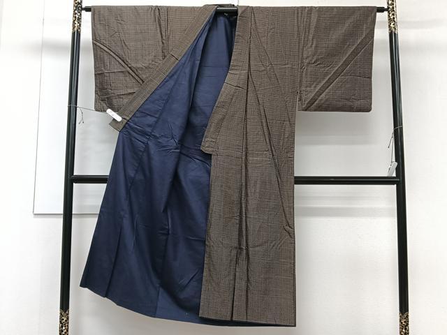 平和屋着物■男性　紬　霞文　黒地　正絹　逸品　CABE9858xi