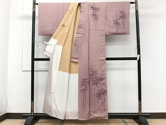 平和屋着物■訪問着　手描き　笹竹文　正絹　逸品　CABE9862xi