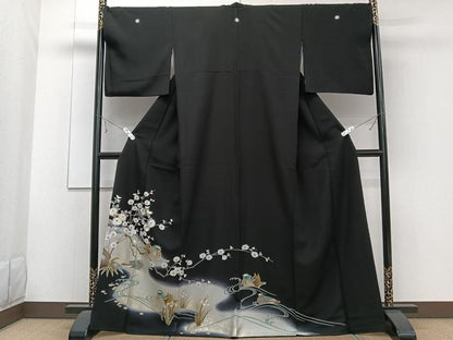 平和屋着物■豪華黒留袖　刺繍　鴛鴦枝花文　金銀彩　やまと誂製　正絹　逸品　CABE9863xi