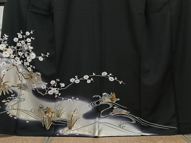 平和屋着物■豪華黒留袖　刺繍　鴛鴦枝花文　金銀彩　やまと誂製　正絹　逸品　CABE9863xi