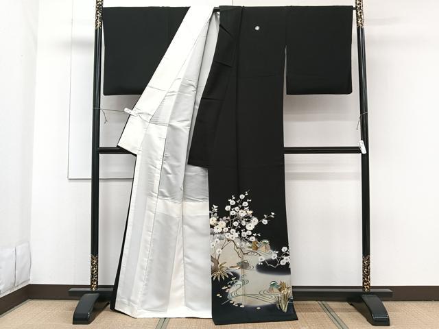 平和屋着物■豪華黒留袖　刺繍　鴛鴦枝花文　金銀彩　やまと誂製　正絹　逸品　CABE9863xi