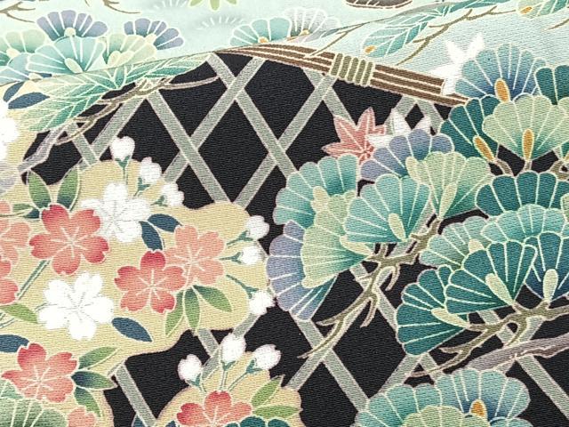 平和屋着物■豪華黒留袖　友禅　作家物　籬風景枝松文　正絹　逸品　CABE9867xi