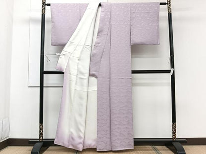 平和屋着物■上質な色無地　雲地紋　白藤色　正絹　逸品　CABE9868xi