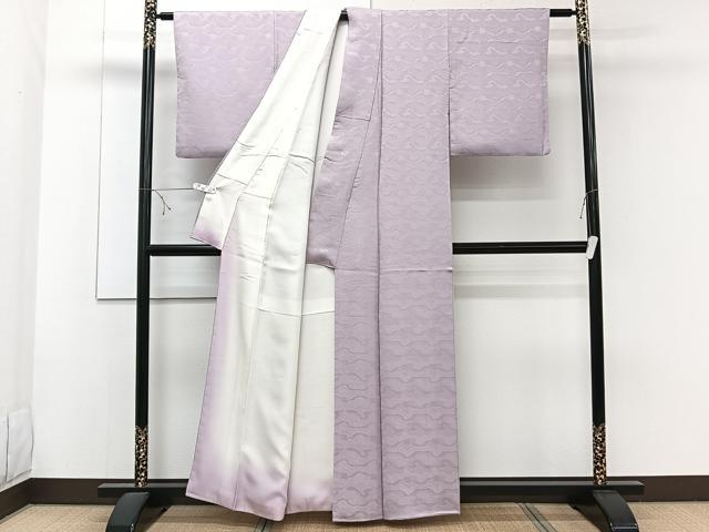 平和屋着物■上質な色無地　雲地紋　白藤色　正絹　逸品　CABE9868xi
