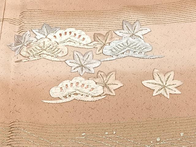 平和屋着物■訪問着　刺繍　松楓文　暈し染め　金銀彩　正絹　逸品　CABE9904xi