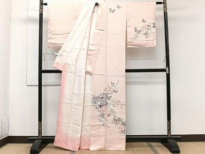 平和屋着物■訪問着　花蝶文　暈し染め　正絹　逸品　CABE9906xi