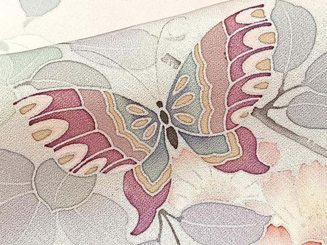 平和屋着物■訪問着　花蝶文　暈し染め　正絹　逸品　CABE9906xi