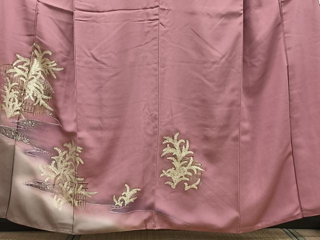 平和屋着物■訪問着　流水籬草文　暈し染め　金彩　正絹　逸品　CABE9913xi