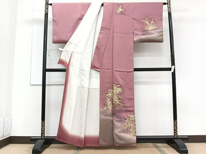 平和屋着物■訪問着　流水籬草文　暈し染め　金彩　正絹　逸品　CABE9913xi