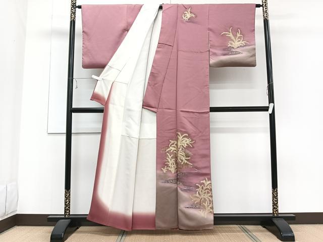平和屋着物■訪問着　流水籬草文　暈し染め　金彩　正絹　逸品　CABE9913xi