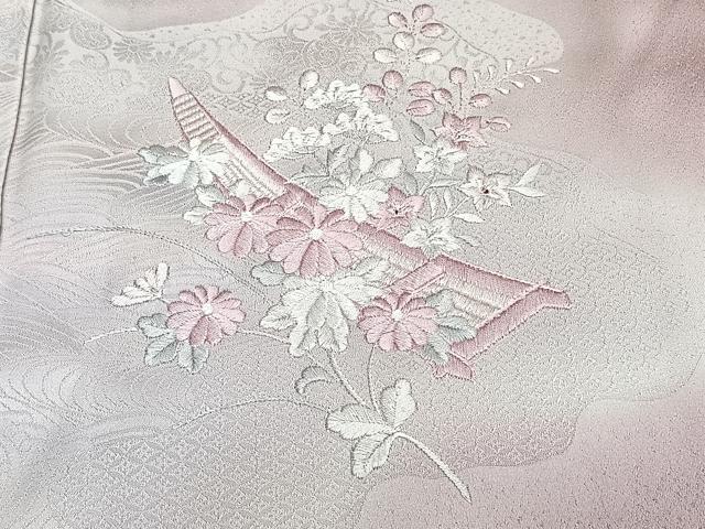 平和屋着物■訪問着　相良刺繍　総刺繍　立波花筏　正絹　逸品　CABE9919xi