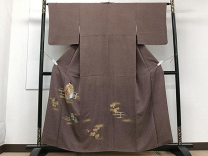 平和屋着物■訪問着　駒刺繍　女人蔦の葉鼓文　暈し染め　金彩　正絹　逸品　CABE9920xi