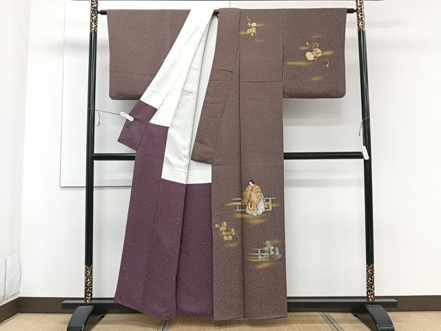 平和屋着物■訪問着　駒刺繍　女人蔦の葉鼓文　暈し染め　金彩　正絹　逸品　CABE9920xi