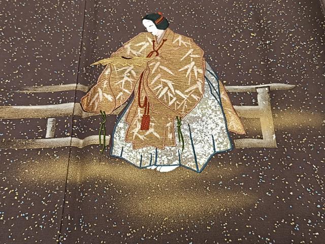 平和屋着物■訪問着　駒刺繍　女人蔦の葉鼓文　暈し染め　金彩　正絹　逸品　CABE9920xi