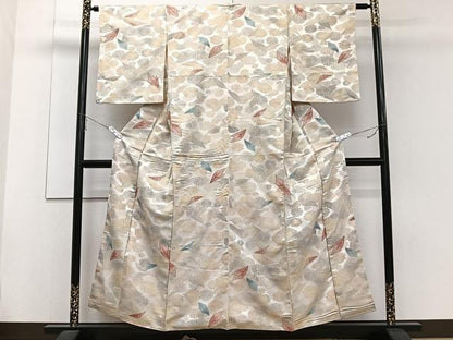 平和屋着物■上質な小紋　舞花文　銀通し地　正絹　逸品　CABE9933xi