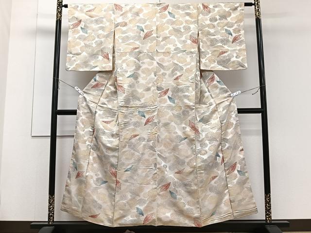 平和屋着物■上質な小紋　舞花文　銀通し地　正絹　逸品　CABE9933xi