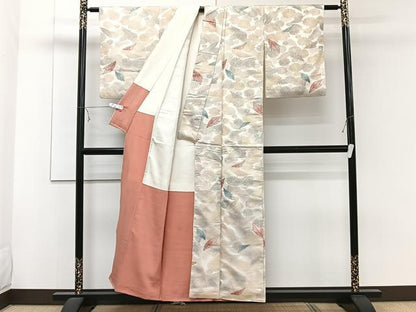 平和屋着物■上質な小紋　舞花文　銀通し地　正絹　逸品　CABE9933xi