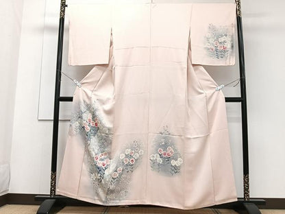 平和屋着物■訪問着　草花文　暈し染め　銀彩　正絹　逸品　CABE9934xi
