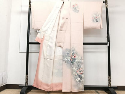 平和屋着物■訪問着　草花文　暈し染め　銀彩　正絹　逸品　CABE9934xi