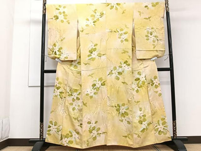 平和屋着物■上質な小紋　手描き　草花文　暈し染め　正絹　逸品　CABE9938xi