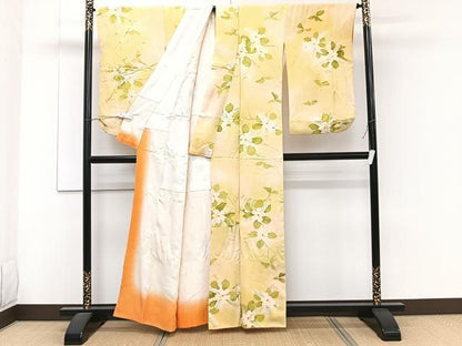 平和屋着物■上質な小紋　手描き　草花文　暈し染め　正絹　逸品　CABE9938xi
