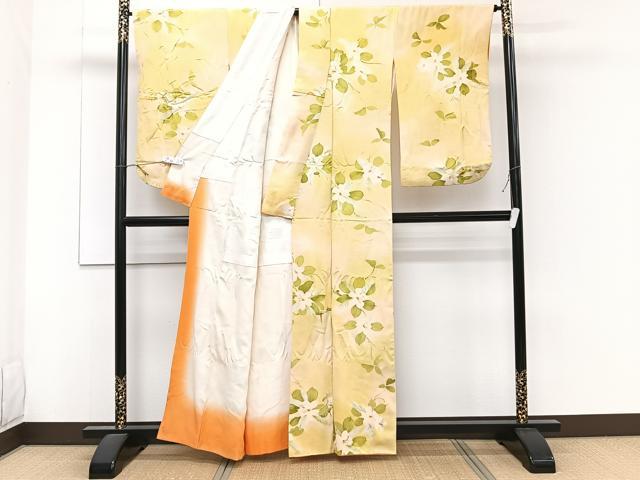 平和屋着物■上質な小紋　手描き　草花文　暈し染め　正絹　逸品　CABE9938xi