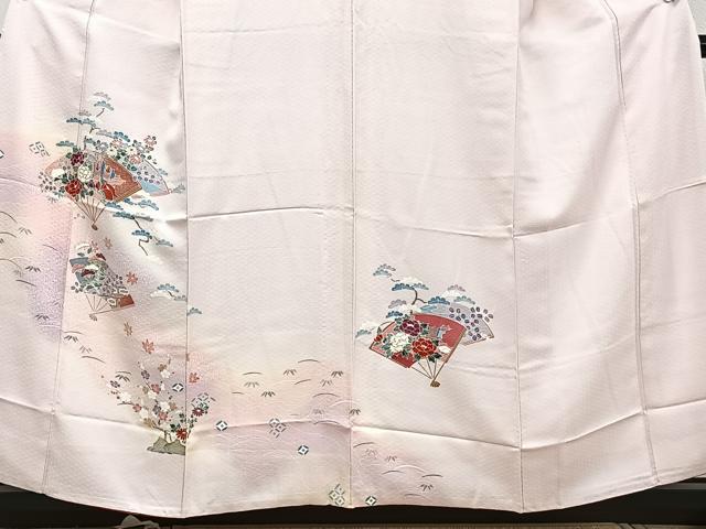 平和屋着物■訪問着　扇花文　松竹梅　暈し染め　金彩　カラー胴裏:桜色　正絹　逸品　CABE9940xi
