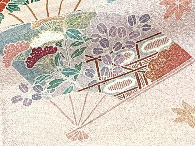 平和屋着物■訪問着　扇花文　松竹梅　暈し染め　金彩　カラー胴裏:桜色　正絹　逸品　CABE9940xi