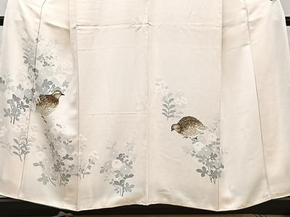 平和屋着物■訪問着　刺繍　花鳥文　カラー胴裏：丁子色　正絹　逸品　CABE9941xi
