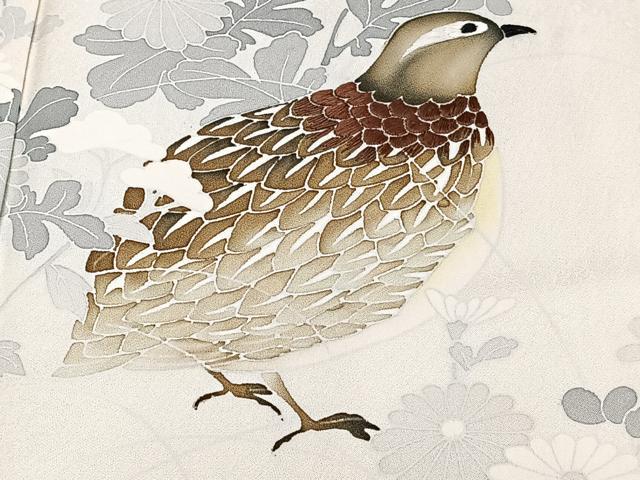 平和屋着物■訪問着　刺繍　花鳥文　カラー胴裏：丁子色　正絹　逸品　CABE9941xi