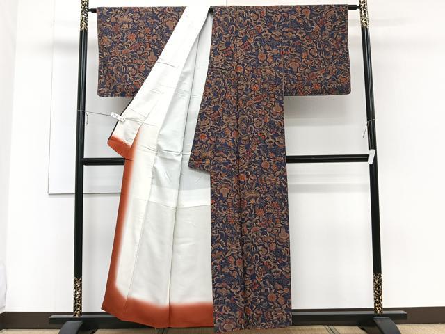 平和屋着物■上質な小紋　更紗花文　正絹　逸品　CABE9942xi