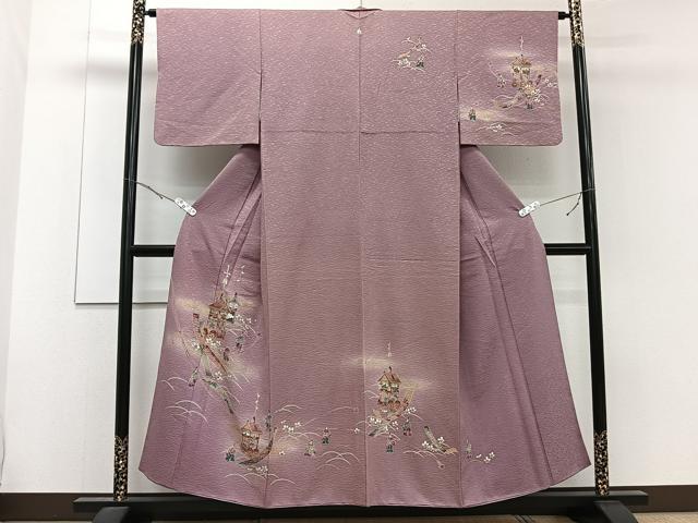 平和屋着物■訪問着　鉾人物花文　暈し染め　金彩　正絹　逸品　CABE9946xi