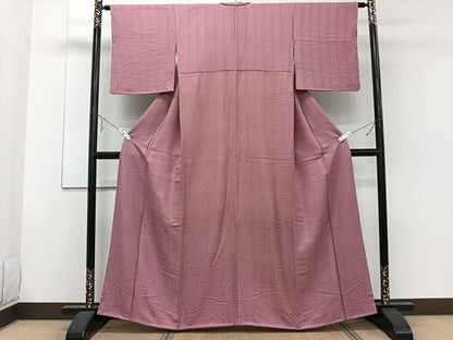平和屋着物■上質な色無地 麻の葉地紋 長春色 正絹 逸品 CABE9956xi