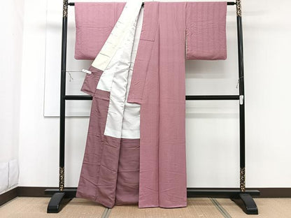 平和屋着物■上質な色無地 麻の葉地紋 長春色 正絹 逸品 CABE9956xi