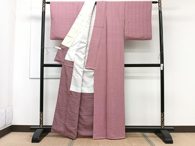 平和屋着物■上質な色無地 麻の葉地紋 長春色 正絹 逸品 CABE9956xi