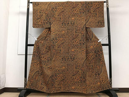 平和屋着物■上質な小紋 更紗花文 正絹 逸品 未使用 CABE9960xi