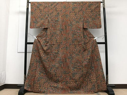 平和屋着物■上質な小紋 幾何学花鳥文 正絹 逸品 CABE9964xi