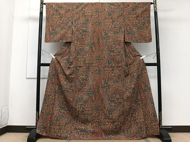 平和屋着物■上質な小紋 幾何学花鳥文 正絹 逸品 CABE9964xi