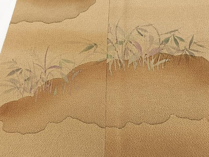 平和屋着物■訪問着 雲取り草花文 暈し染め 鬼しぼ縮緬 正絹 逸品 CABE9965xi