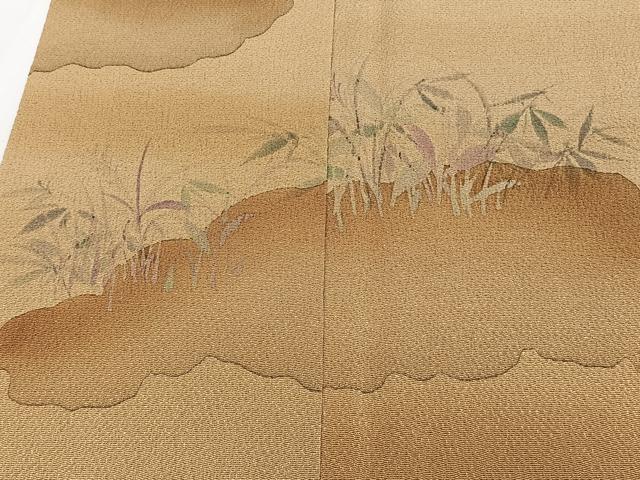 平和屋着物■訪問着 雲取り草花文 暈し染め 鬼しぼ縮緬 正絹 逸品 CABE9965xi