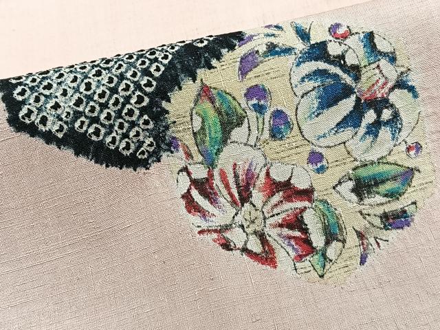 平和屋着物■訪問着 紬地 手描き 絞り 亀甲草花文 正絹 逸品 CABE9969xi