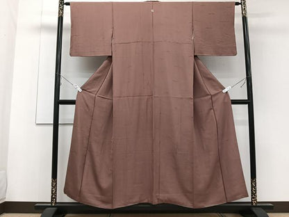 平和屋着物■上質な色無地 竹地紋 焦げ茶色 正絹 逸品 CABE9970xi