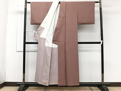 平和屋着物■上質な色無地 竹地紋 焦げ茶色 正絹 逸品 CABE9970xi