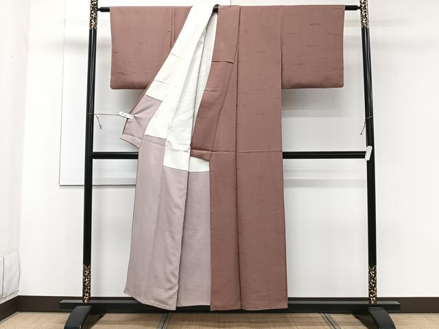 平和屋着物■上質な色無地 竹地紋 焦げ茶色 正絹 逸品 CABE9970xi